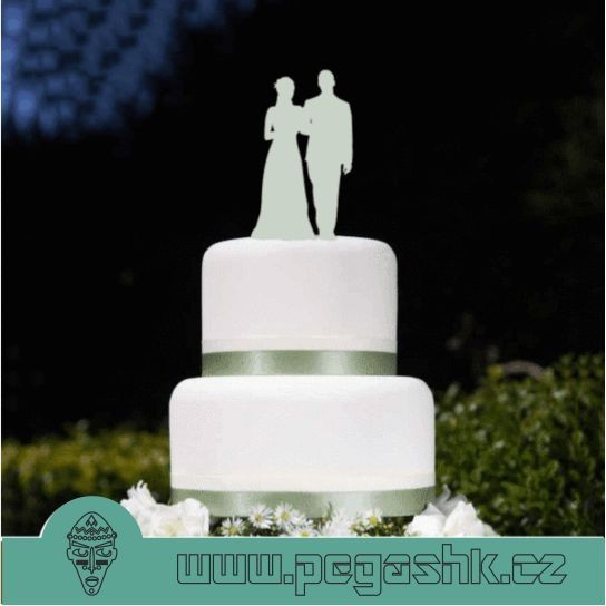 DŘEVĚNÝ SVATEBNÍ ZÁPICH - Bride & Groom Wedding Cake Topper 3 - Kliknutím na obrázek zavřete